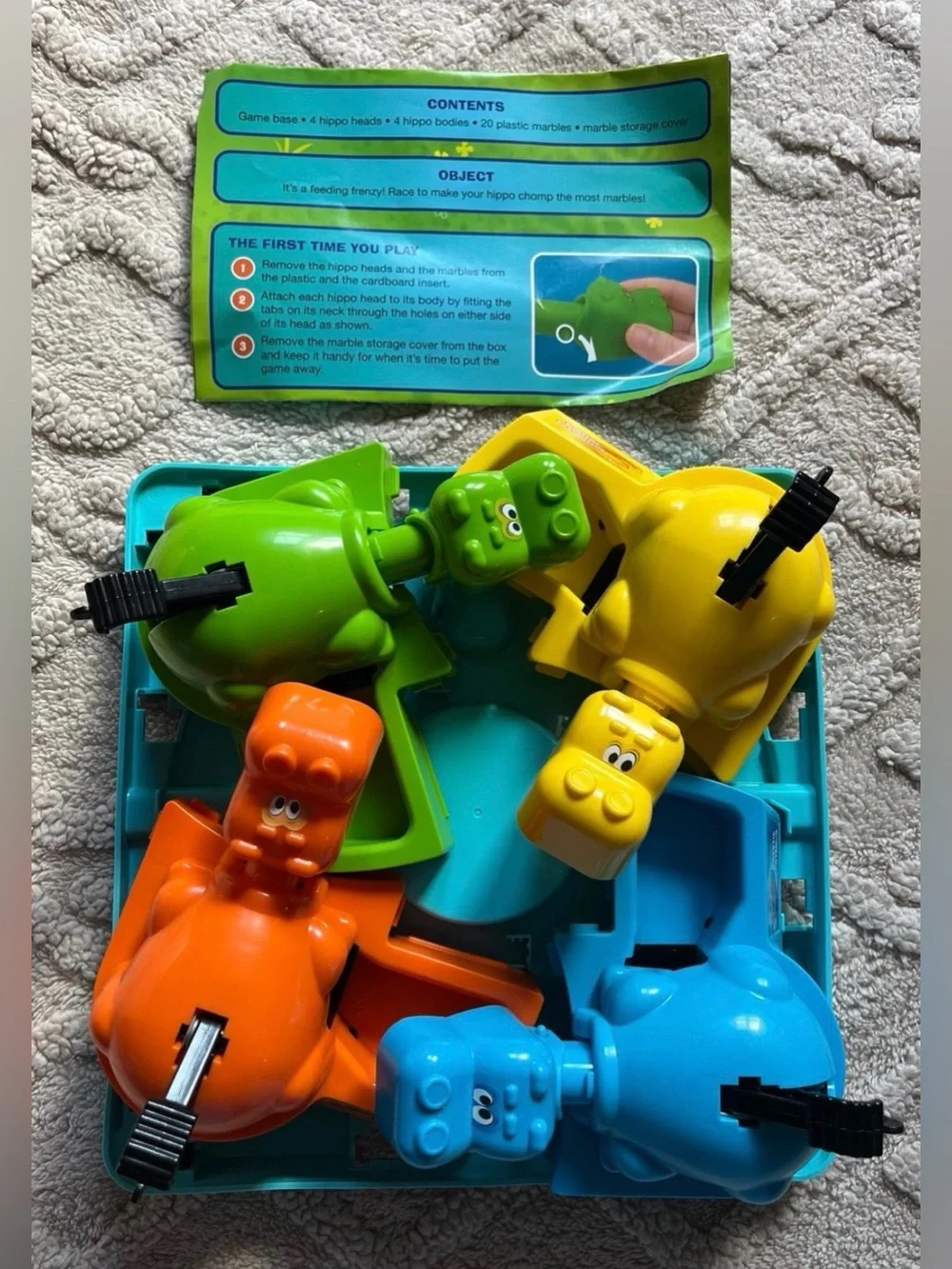 Hungry Hungry Hippos Board Game - Full Size Hasbro Family Marble Game, No Box